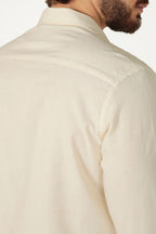 alt Camisa Linho Longa Bege Claro