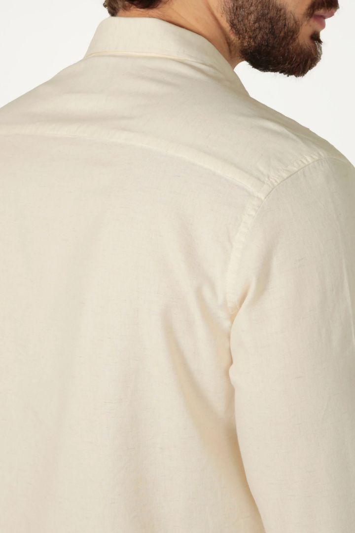 alt Camisa Linho Longa Bege Claro