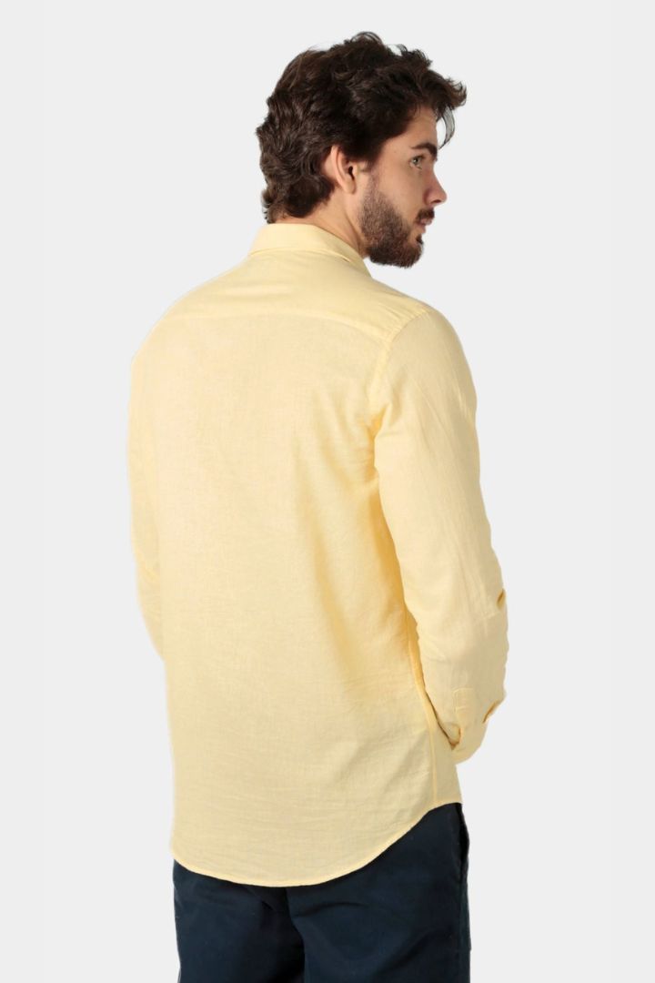 alt Camisa Linho Longa Amarelo