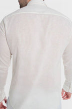 alt Camisa Linho Longa Branco