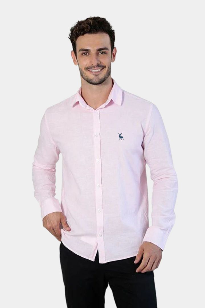 Camisa Linho Longa Rosa