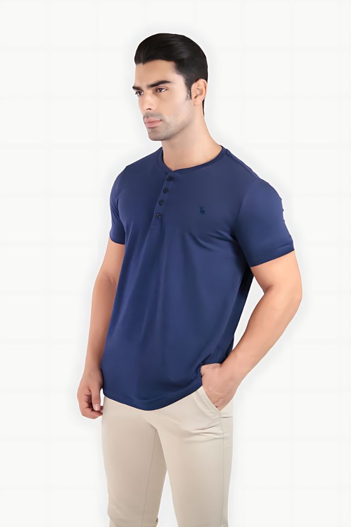 alt T-Shirt Henley Azul Marinho