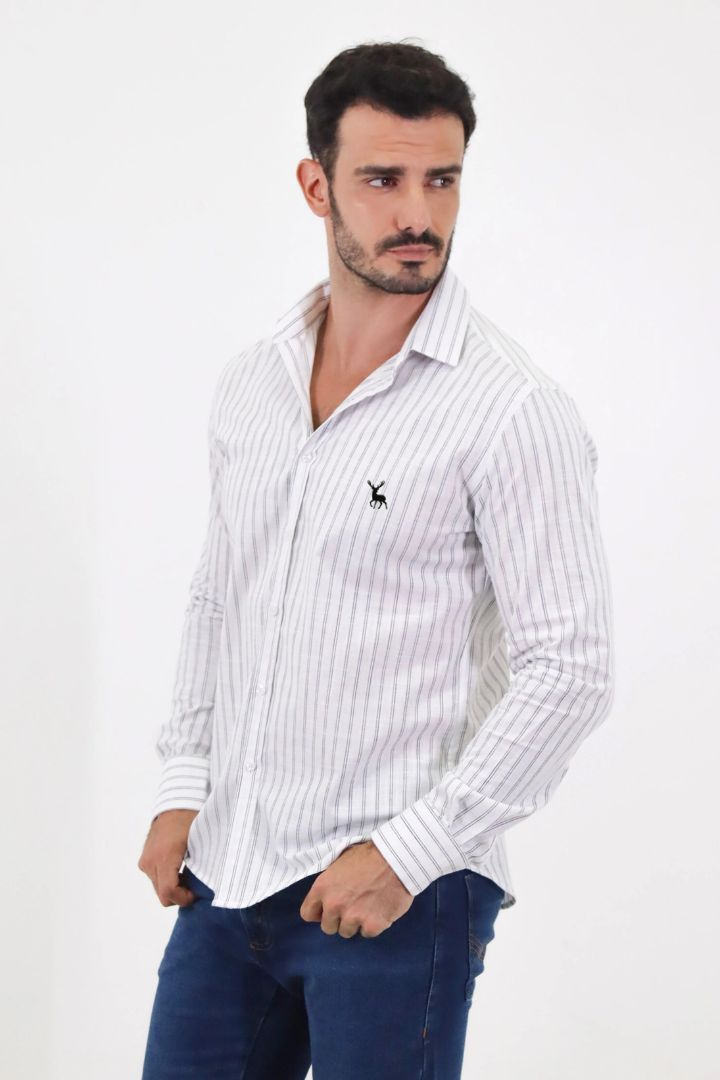 Camisa Listras Duplas Branco