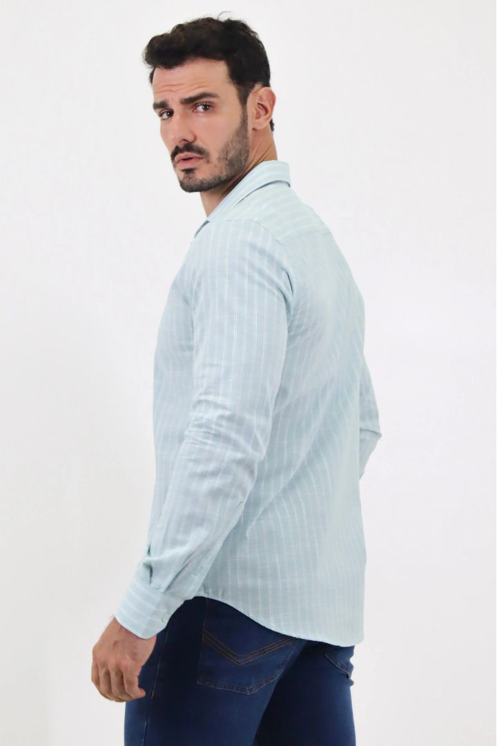 alt Camisa Listras Duplas Verde Água