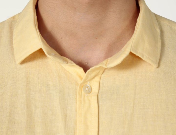alt Camisa Linho Longa Amarelo