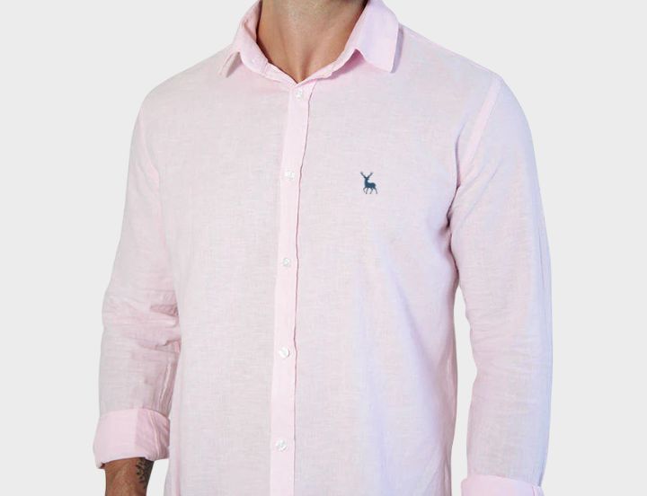 alt Camisa Linho Longa Rosa