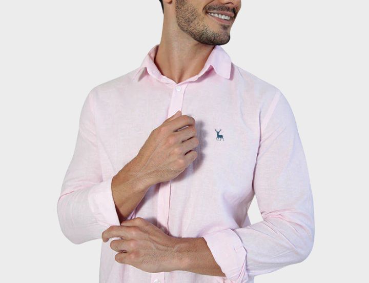 alt Camisa Linho Longa Rosa